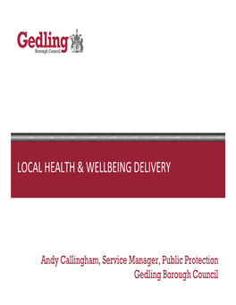 Local Health & Wellbeing Delivery