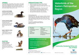 Waterbirds of the Eastern Metropolitan Region