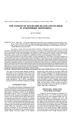 The Climate of Macquarie Island and Its Role in Atmospheric Monitoring