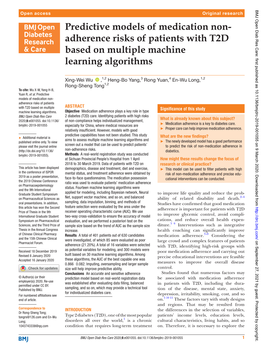 Predictive Models of Medication Non-Adherence Risks of Patients