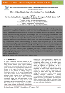 Effect of Knocking in Spark Ignition in a Four-Stroke Engine