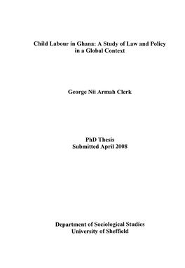 Child Labour in Ghana: a Study of Law and Policy in a Global Context