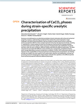 Characterisation of Caco3 Phases During Strain-Specific Ureolytic