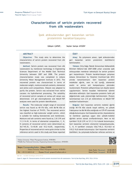 Characterization of Sericin Protein Recovered from Silk Wastewaters