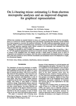 On Li-Bearing Micas: Estimating Li from Electron Microprobe Analyses and an Improved Diagram for Graphical Representation