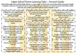 Ancient Greeks Work Through Some of the Tasks Below, in Any Order, to Find out More About the Ancient Greeks