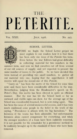 No. 223. SCHOOL LETTER. EFORE We Begin the School Letter Proper