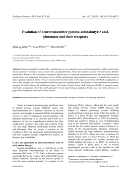 Evolution of Neurotransmitter Gamma-Aminobutyric Acid, Glutamate and Their Receptors