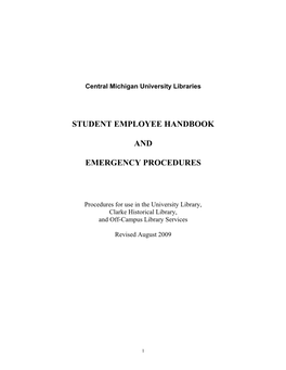 Student Employee Handbook and Emergency Procedures