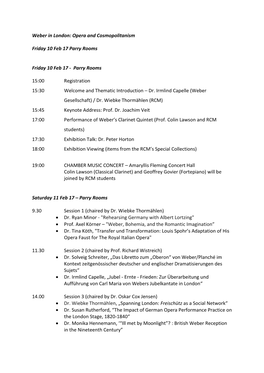 Carl Maria Von Weber Symposium Programme for Website