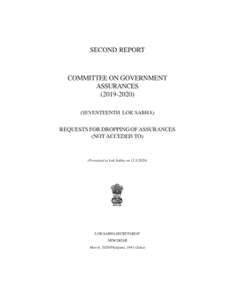 Second Report Committee on Government Assurances (2019-2020)