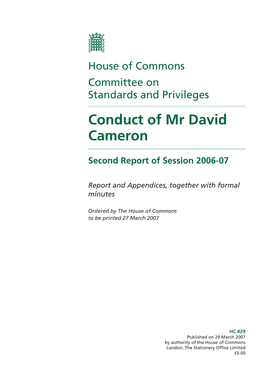 Conduct of Mr David Cameron