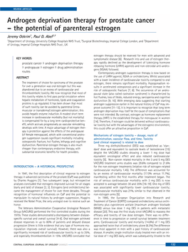 Androgen Deprivation Therapy for Prostate Cancer – the Potential of Parenteral Estrogen Jeremy Ockrim1, Paul D