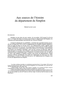 Aux Sources De P Histoire Du Département Du Simplon