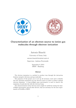 Characterisation of an Electron Source to Ionize Gas Molecules Through Electron Ionization