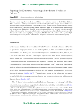 Fighting the Elements: Assessing a Sino-Indian Conflict at Doklam