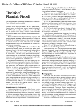 The Life of Flaminio Piccoli