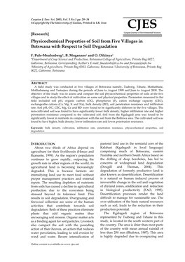 Physicochemical Properties of Soil from Five Villages in Botswana with Respect to Soil Degradation