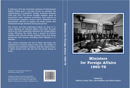 Ministers for Foreign Affairs 1960-1972