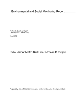 Jaipur Metro Rail Line 1-Phase B Project