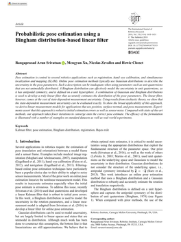 Probabilistic Pose Estimation Using a Bingham Distribution-Based Linear