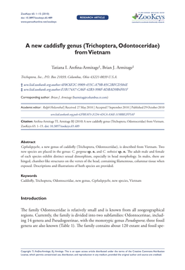 Trichoptera, Odontoceridae) from Vietnam 1 Doi: 10.3897/Zookeys.65.489 RESEARCH ARTICLE Launched to Accelerate Biodiversity Research