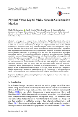 Physical Versus Digital Sticky Notes in Collaborative Ideation