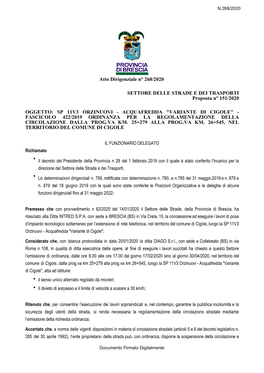 Atto Dirigenziale N° 268/2020 SETTORE DELLE STRADE E DEI