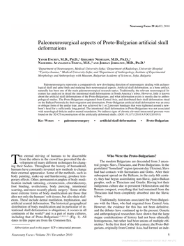 Paleoneurosurgical Aspects of Proto-Bulgarian Artificial Skull Deformations