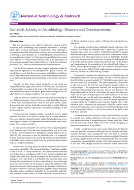 Outreach Activity in Astrobiology: Illusions and Overstatements