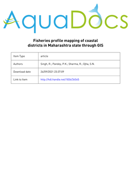 Fisheries Profile Mapping of Coastal District in Maharashtra State