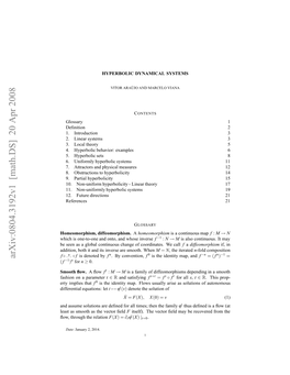 HYPERBOLIC DYNAMICAL SYSTEMS 3 Stability of a Dynamical System