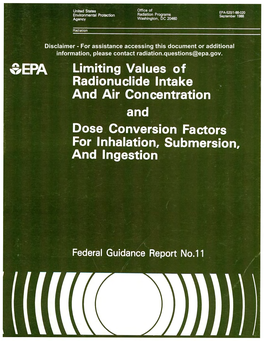 Federal Guidance Report No. 11: Limiting Values Of