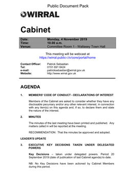 (Public Pack)Agenda Document for Cabinet, 04/11/2019 10:00