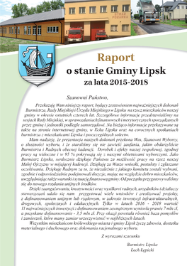 Raport O Stanie Gminy Lipsk Za Lata 2015-2018