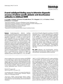 A Novel Radioligand Binding Assay to Determine Diagnostic Accuracy of Isoform-Specific Glutamic Acid Decarboxylase Antibodies in Childhood Iddm