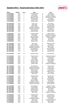 Spielplan DEL2 - Hauptrunde Saison 2021/2022