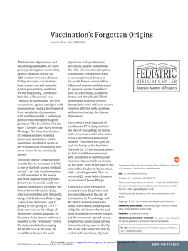 Vaccination's Forgotten Origins Patrick J