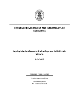 Inquiry Into Local Economic Development Initiatives in Victoria