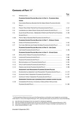 Part 11 Planning Scheme Policies