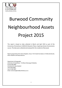 Burwood Community Neighbourhood Assets Project 2015