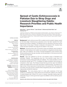 Spread of Cystic Echinococcosis in Pakistan Due to Stray Dogs and Livestock Slaughtering Habits: Research Priorities and Public Health Importance