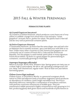 2015 Fall & Winter Perennials