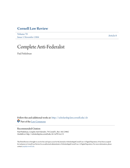 Complete Anti-Federalist Paul Finkelman