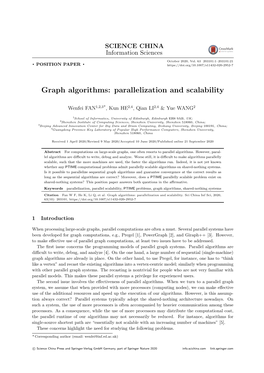 Graph Algorithms: Parallelization and Scalability