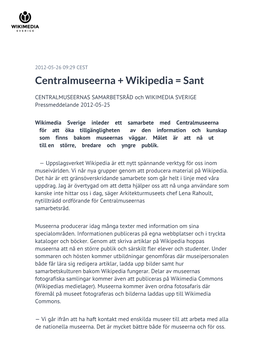 Centralmuseerna + Wikipedia = Sant