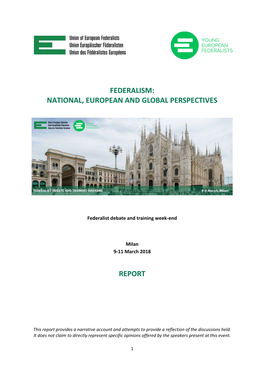 Federalism: National, European and Global Perspectives