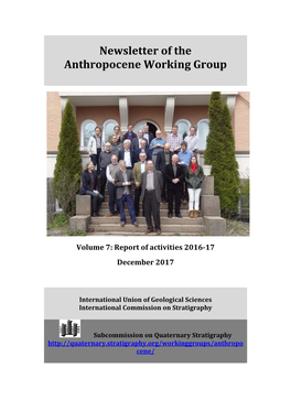 Newsletter of the Anthropocene Working Group