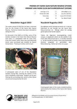 Newsletter August 2013 Nuusbrief Augustus 2013