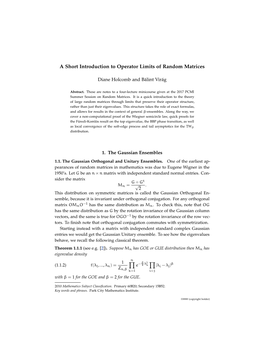 A Short Introduction to Operator Limits of Random Matrices